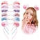 Fishdown 6Pcs Bear Ear Headbands for Kids Girls Baby Girl Sequin Hairbows Headband with Glitter Party Decoration Hair Hoop