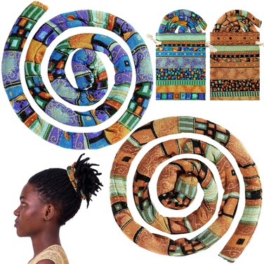 Hanaive 2 Pcs Spiral Lock Hair Tie Dreadlocks Accessories for Men Women Bendable Loc Hair Tie Dreadlocks Ponytail Holder Long Dread Bands for Braids(Stylish Pattern)