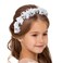 Campsis Girls Headpiece Flower Headbands Pearl Communion Hair Accessories Crystal Girls Birthday Photography Hair Band for Women and Girls(White)