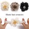 Fashey Hair Tie Flower Hair Scrunchies Rhinestone Ponytail Holder Elastic Hair Bands Hair Accessories for Women and Girls(Pack of 3)