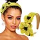 Yellow Flowers Headbands Turban Wide Hairband Boho Floral Head Bands Non Slip Hairhoop for Women (Yellow)