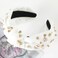 Baseball Headbands for Women Pearl Crystal Knotted Headband Bejeweled Baseball Charm Embellished Headband Wide Knot Sports Headpiece Game Day Hair Accessories White