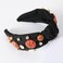 Basketball Knotted Headband for Women Crystal Rhinestone Jeweled Headband Black Knot Embellished Hairband Funny Game Day Hair Accessories Gift for Ladies Girls Fans