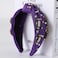 Football Knotted Headband Pearl Rhinestone Jeweled Headbands for Women Cute Wide Beaded Embellished Headband Game Day Decorative Hairband for Football Moms Purple-1