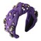 Football Knotted Headband Pearl Rhinestone Jeweled Headbands for Women Cute Wide Beaded Embellished Headband Game Day Decorative Hairband for Football Moms Purple-1