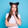 Cute Cat Ear Headbands for Girls Plush Hairbands,Black Cat Ear Head Bands for Holiday Cosplay Party Favours Fancy Animal Cartoon Headpiece Fluffy Velvet Hair Hoops for Women Girls Makeup&amp;Daily Wear&hellip;
