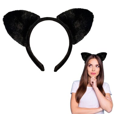 Cute Cat Ear Headbands for Girls Plush Hairbands,Black Cat Ear Head Bands for Holiday Cosplay Party Favours Fancy Animal Cartoon Headpiece Fluffy Velvet Hair Hoops for Women Girls Makeup&amp;Daily Wear&hellip;