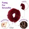 Small Fuzzy Fur Scrunchies Furry Pony Holder - Set of 2 - Burgundy