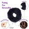 Small Fuzzy Fur Scrunchies Furry Pony Holder - Set of 2- Navy