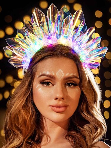 Light Up Headband LED Glow Hair Band Rave Party Headpiece Costume Crown Hair Accessories for Women