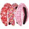 3Pcs Valentine's Day Headbands for Women, Heart Love Holiday Knotted Hair Hoops, Festive Gift Hair Accessory (Colorful Heart)