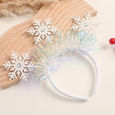 Christmas Headband White Snowflake Hair Bands Glitter Snowflake Rhinestone Headpiece 2025 New Year Hair Accessories for Women Girls Christmas Happy New Year Winter Party Supplies
