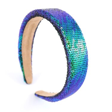 Sequin Sparkly Headbands for Women Girls Glitter Bling Gold Headband Beaded Padded Birthday Holiday Hairbands for Women's Hair Accessories Navy Blue