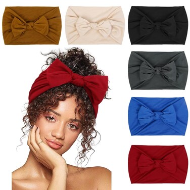 Huachi Headbands for Women 6 Packs Cute Bow Head Bands for Women&rsquo;s Hair, Elastic Wide Knotted Hairbands Headwrap Turban Hair Accessories