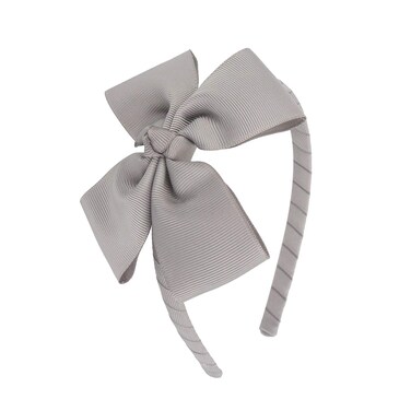 MEEDEE Grey Grosgrain Bow Headband, 1 PCs, for Girls Toddlers Kids Party Decoration Cosplay Costume Hair Accessory, Handmade Hair Band