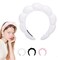 spa headband for women and girls. Bubble skin care headband, makeup hair band set with wristbands, and a fluffy hair claw for face cleaning. (White)
