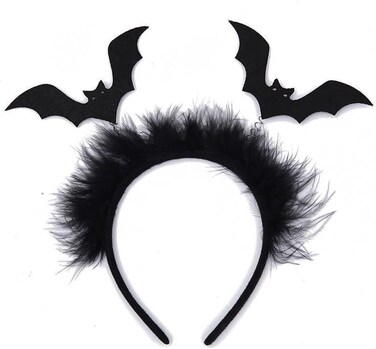 Halloween Bat Headband Black Bat Hair Headband with Feathers Designs Cute Bat Wings Hair Bands Halloween Hair Hoop Halloween Festival Party Cosplay Costume Hair Accessories for Women 1PCS