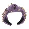 Halloween Jeweled Knotted Headbands for Women Sparkly Crystal Rhinestone Headband Wide Knot Pumpkin Ghost Embellished Hair Band Party Costume Hair Accessories Purple