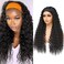 Alicoco Headband Wig Curly Headband Wigs for Women 180% Density Water Wave Glueless Wig Synthetic half Wig with Headbands Attached (26 Inch, 4#)