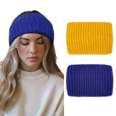 AKTVSHOW 2 Packs Winter Headbands for Women Ear Warmers Cold Weather Wide Knitted Head Wraps Turban Non Slip Girls Fashion Warm Hairbands Hair Accessories
