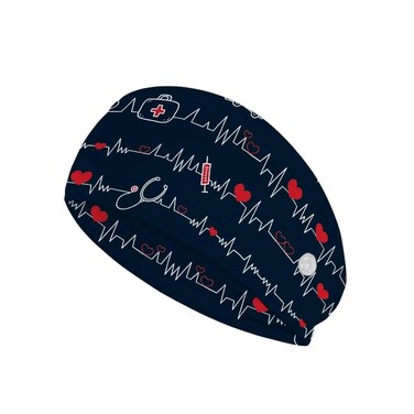 Babrukda Nursing Headbands with Buttons for Nurse Doctor Women Men Bandana Headwrap Elegant Style Face Covering Holder Ear Protection Wide Stretch Hair Wraps Elastic Sweatband Turban