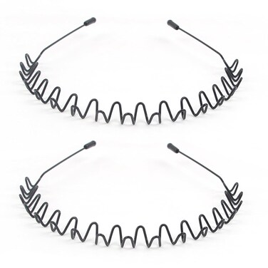 Metal Headband for Men, Make Up Hair Bands for Woman, Mens Hair Bands for Washing Face, Wavy Headband for Long Hair, 90s Hair Accessories, 2pcs