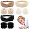 YISSION 9Pcs Face Wash Headbands and Wristbands Set Spa Twist Headband Makeup Knotted Hairband Skincare Headbands with Wristbands for Women Girls Washing Face(Beige Brown Black)