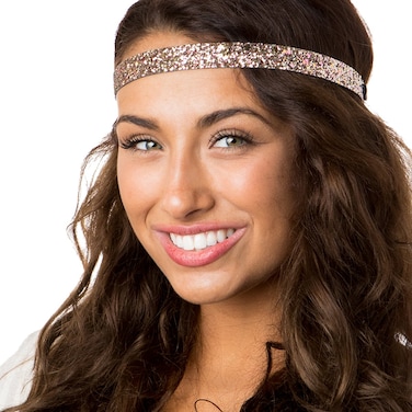 Hipsy Women's Adjustable No Slip Bling Glitter Skinny Cute Headband (Skinny Rose Gold Bling Glitter)