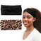 Hjiaruiky 2Pcs Turban Headbands for Women Boho Stretchy Fashion Headbands Fabric Twist Knotted Cloth Cute Thick Headband Head Wraps for Womens Girls Black Leopard
