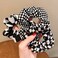 Buffalo Plaid Scrunchies Checkered Scrunchie Checkboard Elastic Hair Ties for Women Girls Checkered Accessories Black and White Scrunchies Ponytail Holders