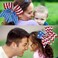 2PCS 8 Inch American Flag Glitter Ribbon Hair Accessories with Elastic Bands - Patriotic 4th of July Hair Ties for Teens Kids (Style B)