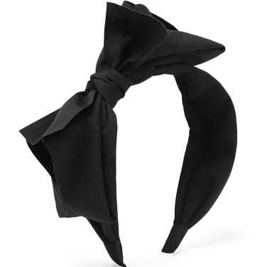 Bow Headband Big Bowknot Headbands for Women Girls, Knotted Hair Band, Wide Turban Hair Hoop Bows Hair Accessories 1 Pcs (Black)