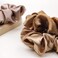 Ivyu Satin Hair Bands and Scrunchies: Thick Curly Hair Ponytail Holders for Girls, No Crease or Damage, Cute Brown Pink