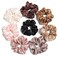 Ivyu Satin Hair Bands and Scrunchies: Thick Curly Hair Ponytail Holders for Girls, No Crease or Damage, Cute Brown Pink