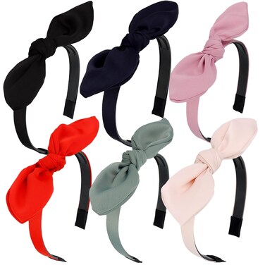 Jaciya Bow Headbands for Women Thin Headband with Bow Bunny Ears Girls Hair Accessories Solid Color