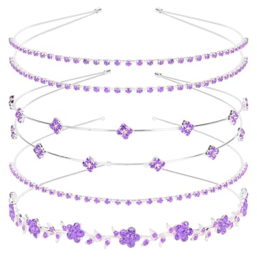 Jaciya Rhinestone Headband 4 Pieces Silver Bridal Headbands Purple Crystal Bling Headbands for Women Rhinestones Headbands for Women's Hair Wedding Hair Accessories