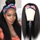 Synthetic Headband Wigs for Black Women Kinky Straight Hair Wigs Yaki Straight Wigs With Headband 18 inch Machine Made None Lace Front Wig 180% Density