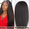 Kinky Straight Headband Wigs for Women Synthetic Headband Wig Long Yaki Straight Hair Wigs With Headband Attached 24 inch Full Machine Made None Lace Front Wig Natural Black Color
