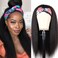 Kinky Straight Headband Wigs for Women Synthetic Headband Wig Long Yaki Straight Hair Wigs With Headband Attached 24 inch Full Machine Made None Lace Front Wig Natural Black Color