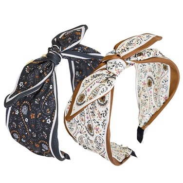 2 Pack Bow Headbands for Women Knotted Headband for Women Floral Rabbit ear Cute Hairband Hair Accessories for Women and Girls