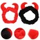 LALAFINA 2Pcs Devil Horn Headband Facial Spa Headbands Cosmetic Makeup Headband Soft Elastic Makeup Hairbands for Women Girl Washing Face Makeup (Black, Red)