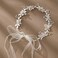 Wedding Headpiece for Bride Flower-Leaf Bridal Headband Pearl Hair Accessories for Flower Girl Bridesmaid, Silver