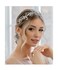 Wedding Headpiece for Bride Flower-Leaf Bridal Headband Pearl Hair Accessories for Flower Girl Bridesmaid, Silver