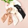 Silky Satin Hair Scarf Scrunchies with Ribbon Tails - Elastic Ponytail Holders for Women and Girls in Black, White, Beige for Thick and Thin Hair, 3PCS