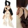 Silky Satin Hair Scarf Scrunchies with Ribbon Tails - Elastic Ponytail Holders for Women and Girls in Black, White, Beige for Thick and Thin Hair, 3PCS