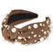 Pearl Headband Brown Knotted Rhinestone Headbands Wide Top Knot Headbands Beaded Headband Jeweled Head Bands for Women's Hair Crystal Embellished Headbands Womens Girls Hair Accessories
