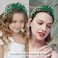 Green Headband, Wide Top Knot Headband with Rhinestones, Crystal Jeweled Headband for Women's Hair, Sparkly Embellished Headbands for Girls Gifts