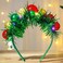 Led Christmas Headbands Green Light Up Hair Hoop Glitter Balls Hair Bands Luminous Xmas Headpiece for Women