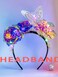 Light Up Glitter Flower Headbands Led Big Butterfly Headband Silver Rose Hair Accessories for Festival Women (Purple, one size-a)
