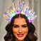 Zoestar Light Up Crown Headband Glow Rave Costume Hair Bands Sparkly Nightclub Party Hair Accessories for Women
